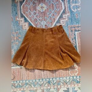 Modcloth Tan Corduroy High Waisted Pleated Mini Skirt